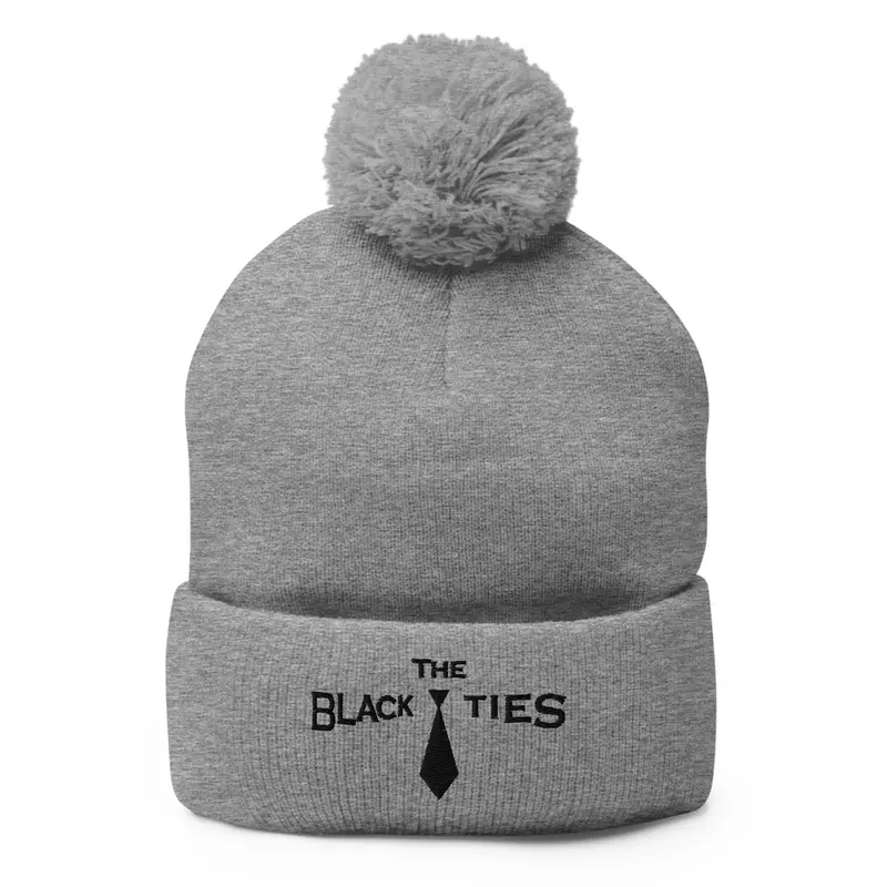 Black Ties - Pom Pom Knit Hat - Grey