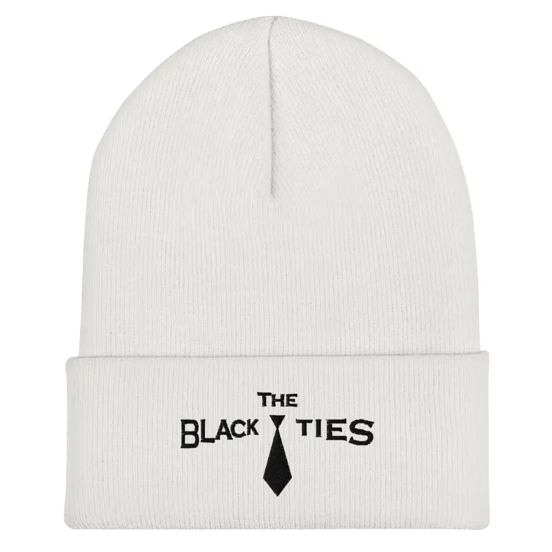 Black Ties - Knit Beanie - White